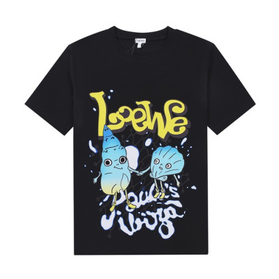 로에베 남성 이니셜 블랙 반팔티 - Mens Black Tshirts - loe0607x