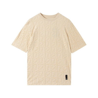 펜디 남성 아이보리 크루넥 반팔티 - Mens Ivory Tshirts - fen01232x