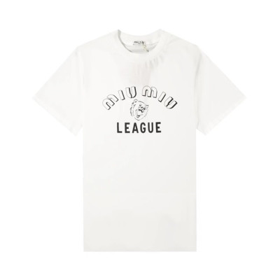 미우미우 여성 크루넥 화이트 반팔티 - Ladys White Tshirts - miu0247x