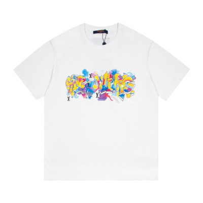 루이비통 남성 화이트 크루넥 반팔티 - Mens White Tshirts - lou04893x