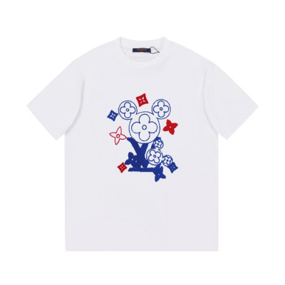 루이비통 남성 화이트 크루넥 반팔티 - Mens White Tshirts - lou04894x