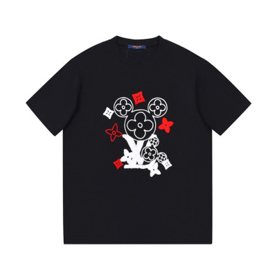 루이비통 남성 블랙 크루넥 반팔티 - Mens Black Tshirts - lou04895x