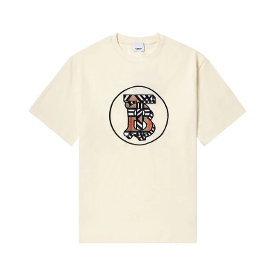 버버리 남성 아이보리 크루넥 반팔티 - Mens Ivory Tshirts - Bur04369x