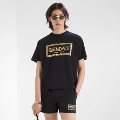 펜디 남성 블랙 크루넥 반팔티 - Mens Black Tshirts - fen01242x