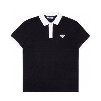 프라다 남성 블랙 폴로 반팔티 - Mens Black Tshirts - Pra02726x