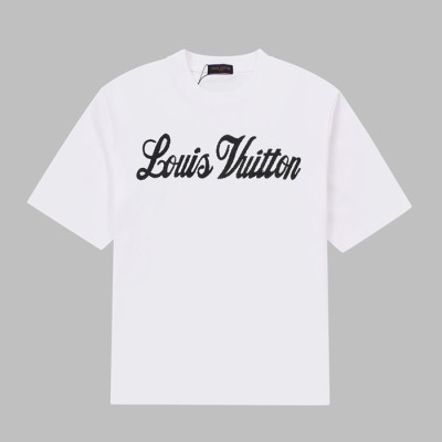 루이비통 남성 화이트 크루넥 반팔티 - Mens White Tshirts - lou04994x