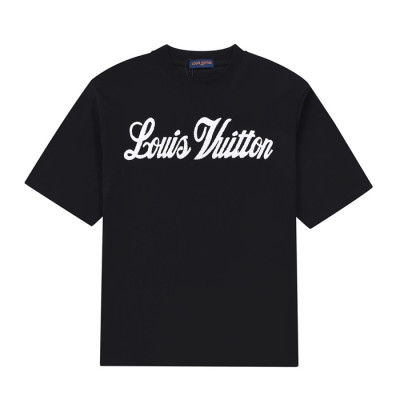 루이비통 남성 블랙 크루넥 반팔티 - Mens Black Tshirts - lou04995x