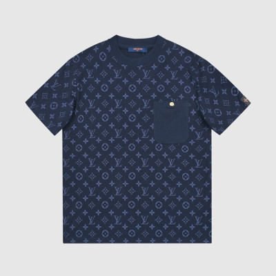 루이비통 남성 네이비 크루넥 반팔티 - Mens Navy Tshirts - lou04999x