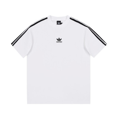 발렌시아가 남성 크루넥 화이트 반팔티 - Mens White Tshirts - bal01599x