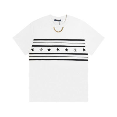 루이비통 남성 화이트 크루넥 반팔티 - Mens White Tshirts - lou05009x