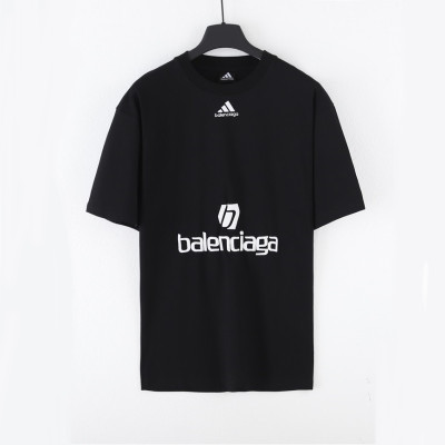 발렌시아가 남성 크루넥 블랙 반팔티 - Mens Black Tshirts - bal01608x