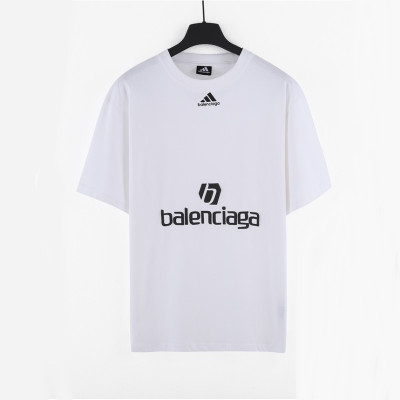 발렌시아가 남성 크루넥 화이트 반팔티 - Mens White Tshirts - bal01609x