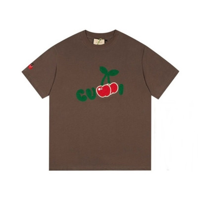 구찌 남/녀 브라운 크루넥 반팔티 - Unisex Brown Tshirts - guc04950x