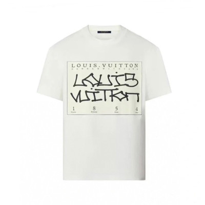 루이비통 남성 화이트 크루넥 반팔티 - Mens White Tshirts - lou05021x