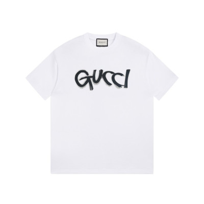 구찌 남/녀 화이트 크루넥 반팔티 - Unisex White Tshirts - guc04981x