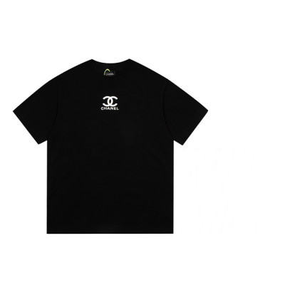 샤넬 남/녀 크루넥 블랙 반팔티 - Unisex Black Tshirts - chl0910x