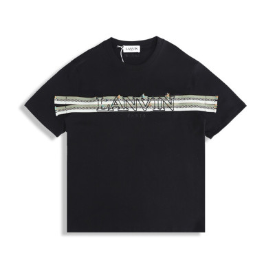 랑방 남성 이니셜 블랙 반팔티 - LANVIN Mens Black Tshirts - lan32x