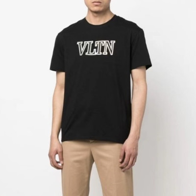 발렌티노 남성 블랙 크루넥 반팔티 - Mens Black Tshirts - val0267x