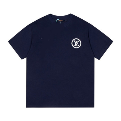 루이비통 남성 네이비 크루넥 반팔티 - Mens Navy Tshirts - lou05076x