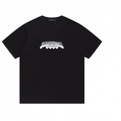 루이비통 남성 블랙 크루넥 반팔티 - Mens Black Tshirts - lou05104x