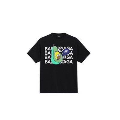 발렌시아가 남성 크루넥 블랙 반팔티 - Mens Black Tshirts - bal01630x