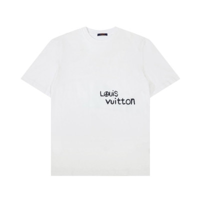 루이비통 남성 화이트 크루넥 반팔티 - Mens White Tshirts - lou05144x