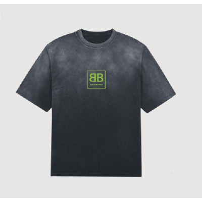 발렌시아가 남성 크루넥 블랙 반팔티 - Mens Black Tshirts - bal01643x