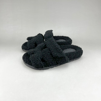 에르메스 남/녀 블랙 퍼슬리퍼 - Unisex Black Slippers - her0860x