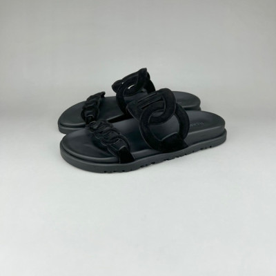 에르메스 남/녀 트렌디 블랙 슬리퍼 - Unisex Black Slippers - her0880x