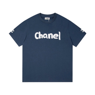 샤넬 남/녀 크루넥 네이비 반팔티 - Unisex Navy Tshirts - chl0928x