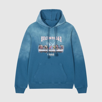 발렌시아가 남/여 캐쥬얼 블루 후드티 - Unisex Blue Hoodie - bal01687x