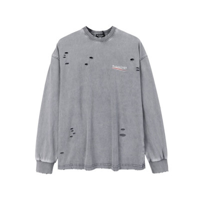 발렌시아가 남성 캐쥬얼 그레이 맨투맨 - Mens Gray Tshirts - bal01693x