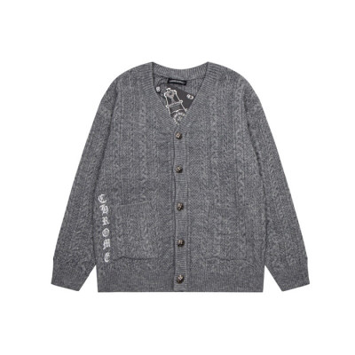 크롬하츠 남성 브이넥 그레이 가디건 - Chrom hearts Mens Gray Cardigan - chr0461x