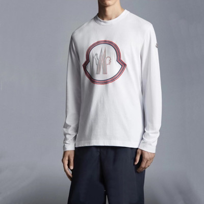 몽클레어 남성 화이트 크루넥 긴팔티 - Moncler Mens White Tshirts - moc02515x