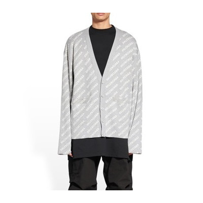 발렌시아가 남성 그레이 브이넥 가디건 - Balenciaga Mens Gray Cardigan - bal01707x