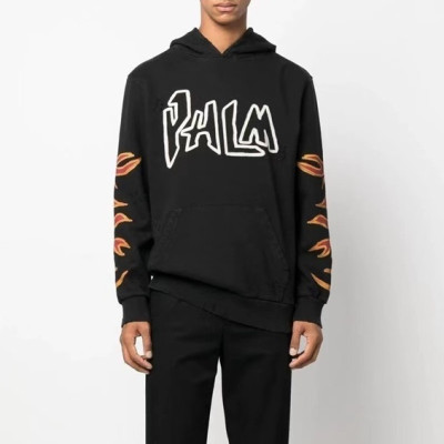 팜 엔젤스 남성 블랙 후드티 - Palm Angels Mens Black Hoodie - pam0385x