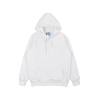 프라다 남/녀 캐쥬얼 화이트 후드티 - Prada Unisex White Hoodie - pra02874x