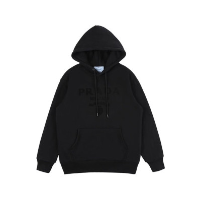 프라다 남/녀 캐쥬얼 블랙 후드티 - Prada Unisex Black Hoodie - pra02876x