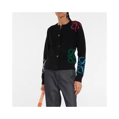 로에베 여성 모던 블랙 가디건 - Loewe Womens Black Cardigan - loe0665x