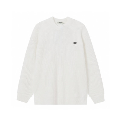 셀린느 남/녀 크루넥 화이트 니트 - Celine Unisex White Knits - cel0516x