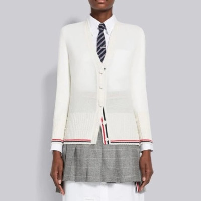 톰브라운 여성 브이넥 화이트 가디건 - Thom Browne Womens White Cardigan - thom0647x