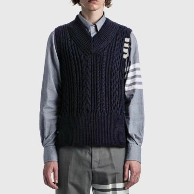 톰브라운 남성 브이넥 베스트 - Thom Browne Mens Navy Best - tho649x