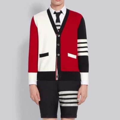 톰브라운 남성 브이넥 레드 가디건 - Thom Browne Mens Red Cardigan - thom0660x