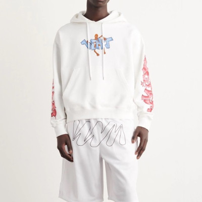 오프화이트 남성 캐쥬얼 화이트 후드티 - Off-white Mens White Hoodie - off0872x