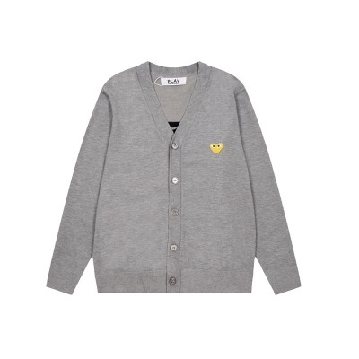 꼼데 남/녀 그레이 브이넥 가디건 - Cdgplay Unisex Gray Cardigan - cd03x