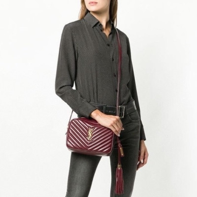 입생로랑 여성 버건디 크로스백 - Saint Laurent Womens Burgundy Cross Bag - ysl256x