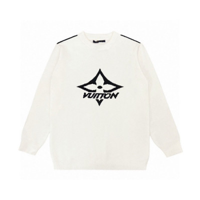 루이비통 남성 화이트 크루넥 니트 - Louis vuitton Mens White Sweaters - lv199x