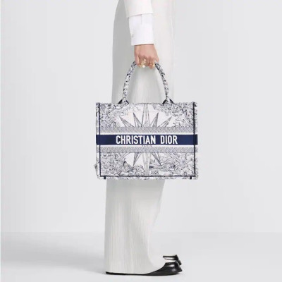 디올 남/녀 네이비 북토트 - Dior Unisex Navy Book Tote - di147x