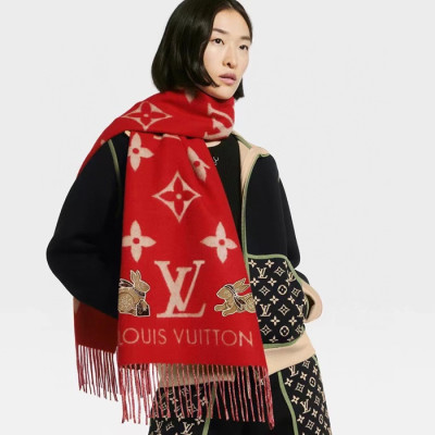 루이비통 여성 레드 머플러 - Louis vuitton Womens Red Muffler - lv244x