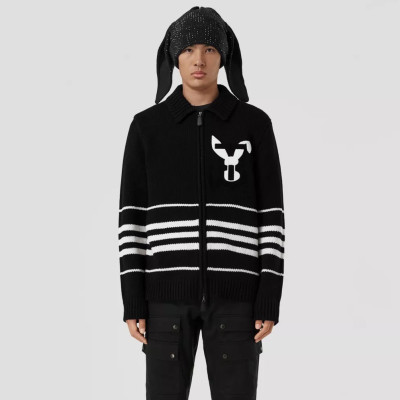 톰브라운 남성 블랙 집업 니트 - Thom Browne Mens Black Knits - th23x